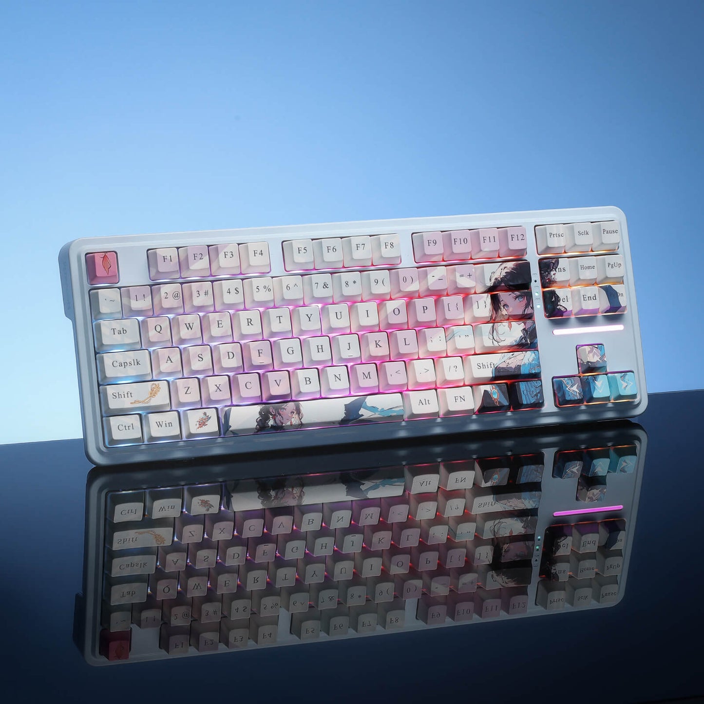 Redragon K728 PRO SE 80% 87 Keys Wireless Gasket RGB Gaming Keyboard, 3-Mode Anime Mechanical Keyboard w/Hot-Swap Socket, Dedicated Knob Control & 5-Layer Noise Dampening, Custom Hi-Fi Linear Switch