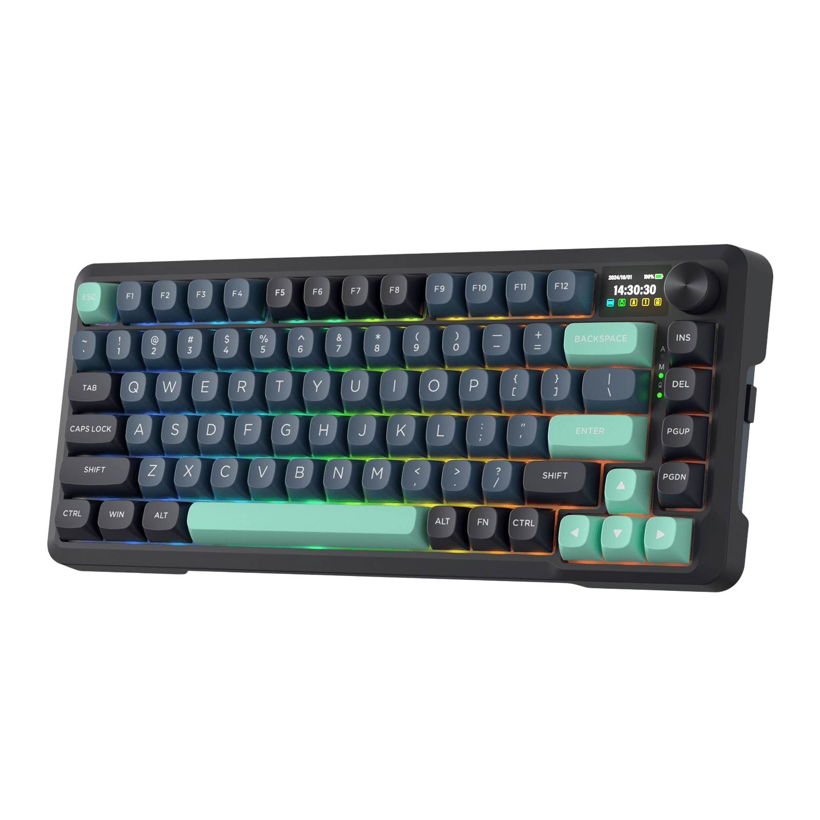 Redragon K724 PRO Wireless Gasket Gaming Keyboard w/Hype Screen & Knob, 81-Key Mechanical Keyboard, Easy-Control 1.14’’ TFT Info Display, 5-Layer Noise Dampening, Custom Linear Switch, Blue and Black | Show