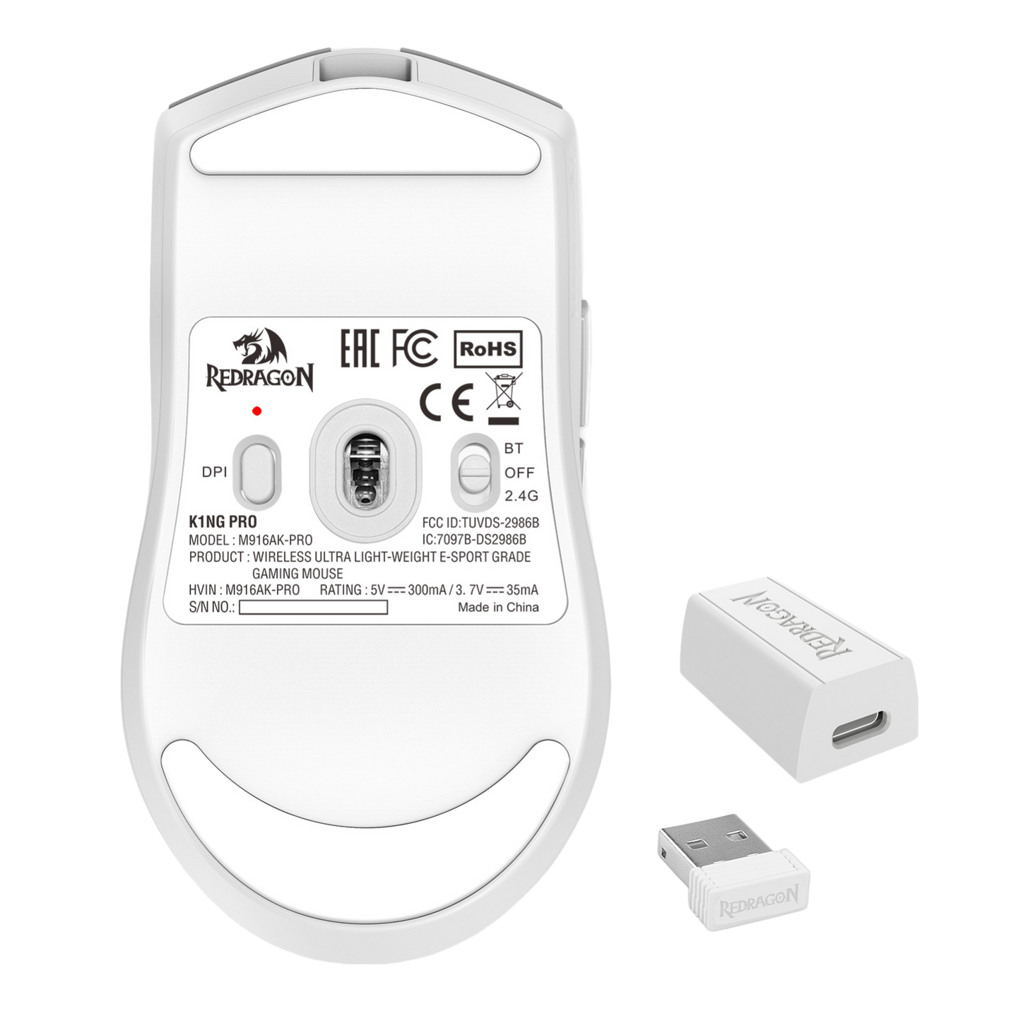 Redragon EISA K1NG PRO M916 49G Wireless Gaming Mouse,1Khz