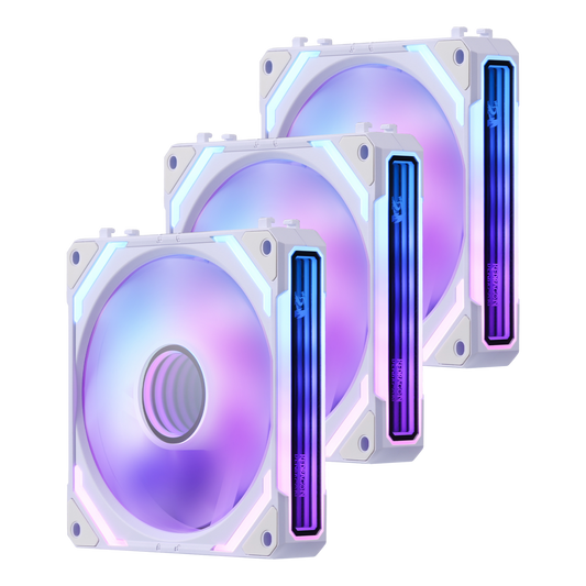 Redragon GCF012 Reverse 120mm PC Case Fan, Daisy-Chain Connection, 5V 3Pin ARGB Lighting, 4 Pin PWM Case Fan, for Radiator/Computer Case Cooling, 120x120x25mm, 3 Pack, Black