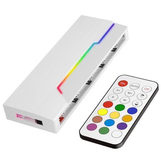 Redragon GCP09 ARGB and PWM Fan Hub Controller, 10 PWM Ports & 12 ARGB Ports, Software & Remote Adjustment, Individual Fan Control, Magnetic Backplate, SATA Power Hub for PC Case Fans, White | show