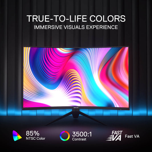 Redragon GM32 32" Curve Gaming Monitor - QHD 2560x1440, 180Hz, 1.76ms, Support FreeSync & G-Sync, 1000R Curvature, Tilt Adjustable, DisplayPort HDMI, VESA Wall Mount, Fast VA Computer Monitor