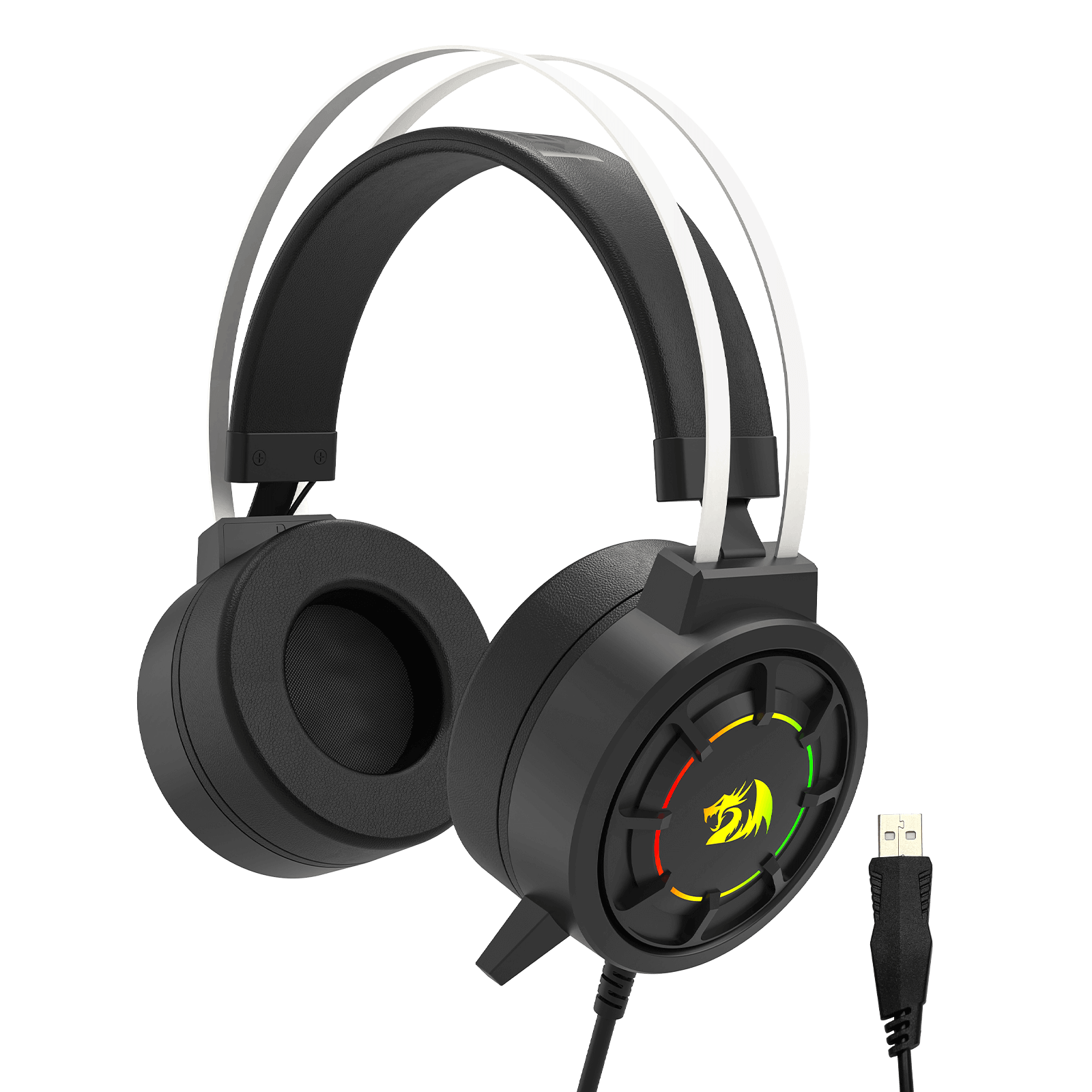 Redragon H314 RGB Gaming Headset - Wired Computer Headset with 40mm Drivers, USB Connection, Lightweight Design, and Soft PU Leather Ear Cushions for Ultimate Comfort