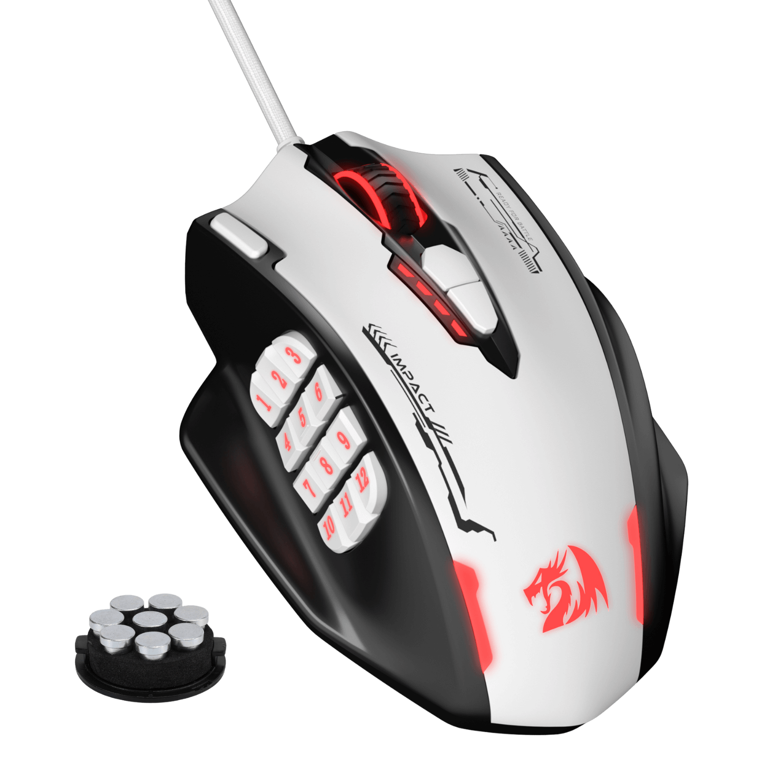 Redragon M908 Impact RGB LED MMO Gaming Mouse with 12 Side Buttons, Optical Wired Ergonomic Mouse with Max 24,000DPI, High Precision, 18 Programmable Macro Shortcuts, Comfort Grip