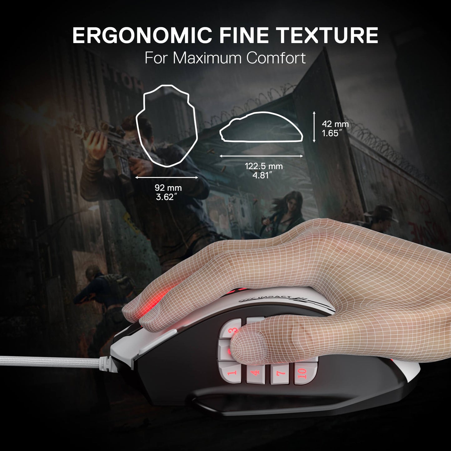 Redragon M908 Impact RGB LED MMO Gaming Mouse with 12 Side Buttons, Optical Wired Ergonomic Mouse with Max 24,000DPI, High Precision, 18 Programmable Macro Shortcuts, Comfort Grip