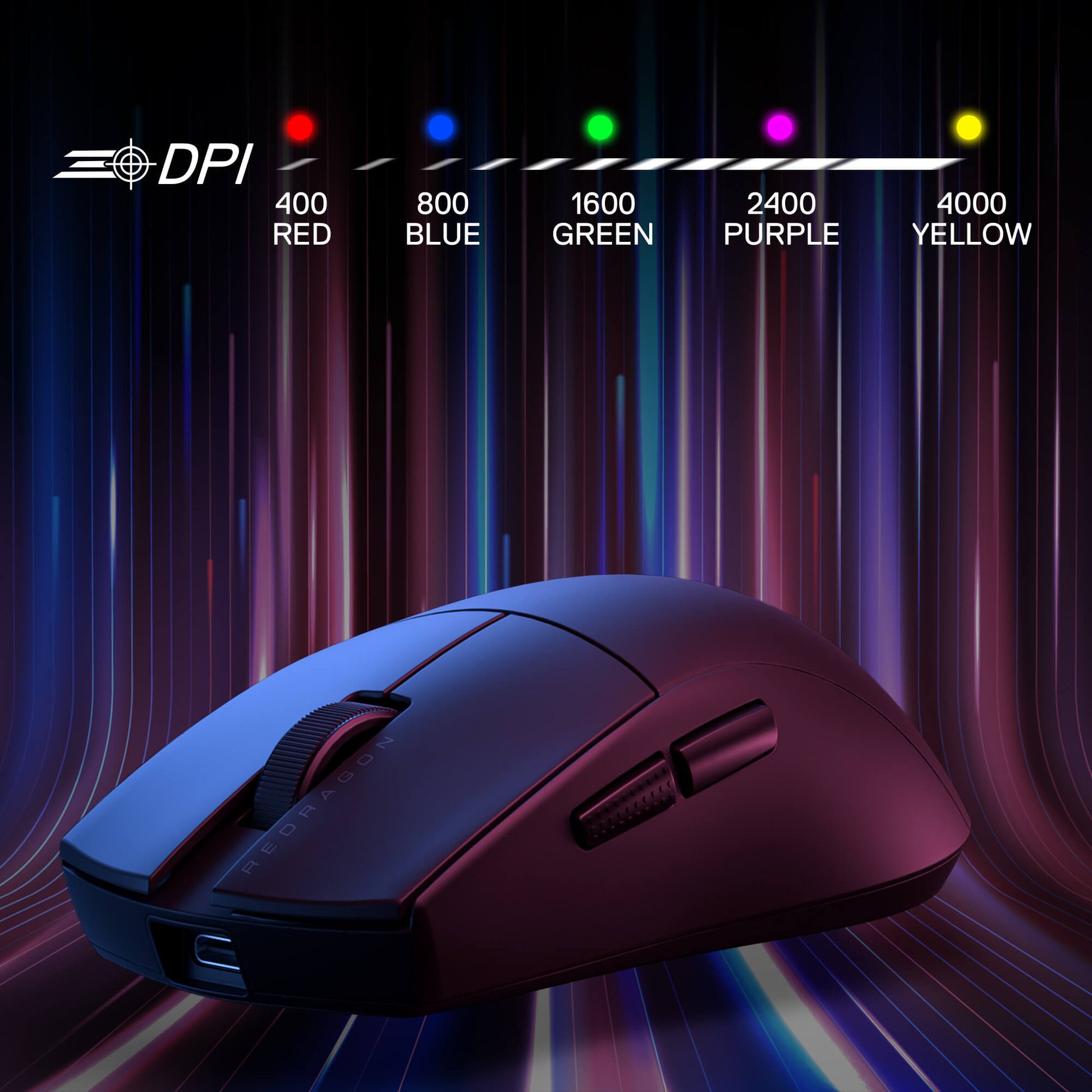 Redragon M916 LIT Wireless 1K Polling Rate Gaming Mouse, 49G Ultra-Light 30,000 Max DPI Gaming Mice w/Ergonomic Natural Grip Build, Full Programmable Buttons, Software Supports DIY Keybinds & DPI