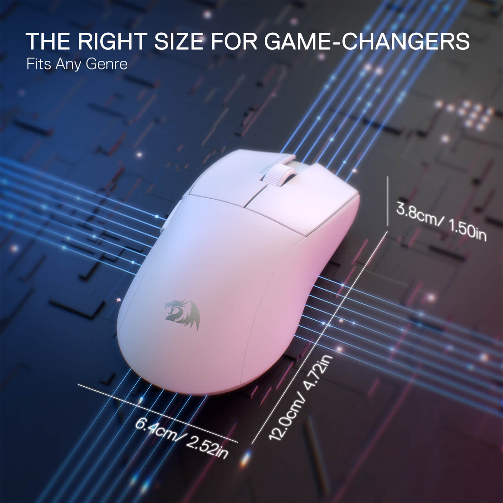 Redragon M916 STD 3-Mode Wireless Gaming Mouse, 49G Ultra-Light 24K DPI Mice w/Ergonomic Natural Grip Build, Full Programmable Buttons, Software Supports DIY Keybinds & DPI