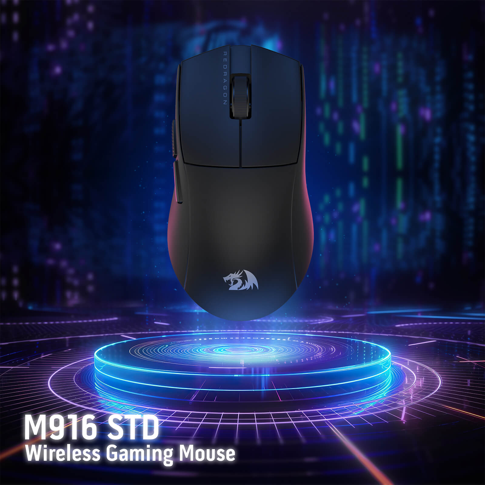 Redragon M916 STD 3-Mode Wireless Gaming Mouse, 49G Ultra-Light 24K DPI Mice w/Ergonomic Natural Grip Build, Full Programmable Buttons, Software Supports DIY Keybinds & DPI