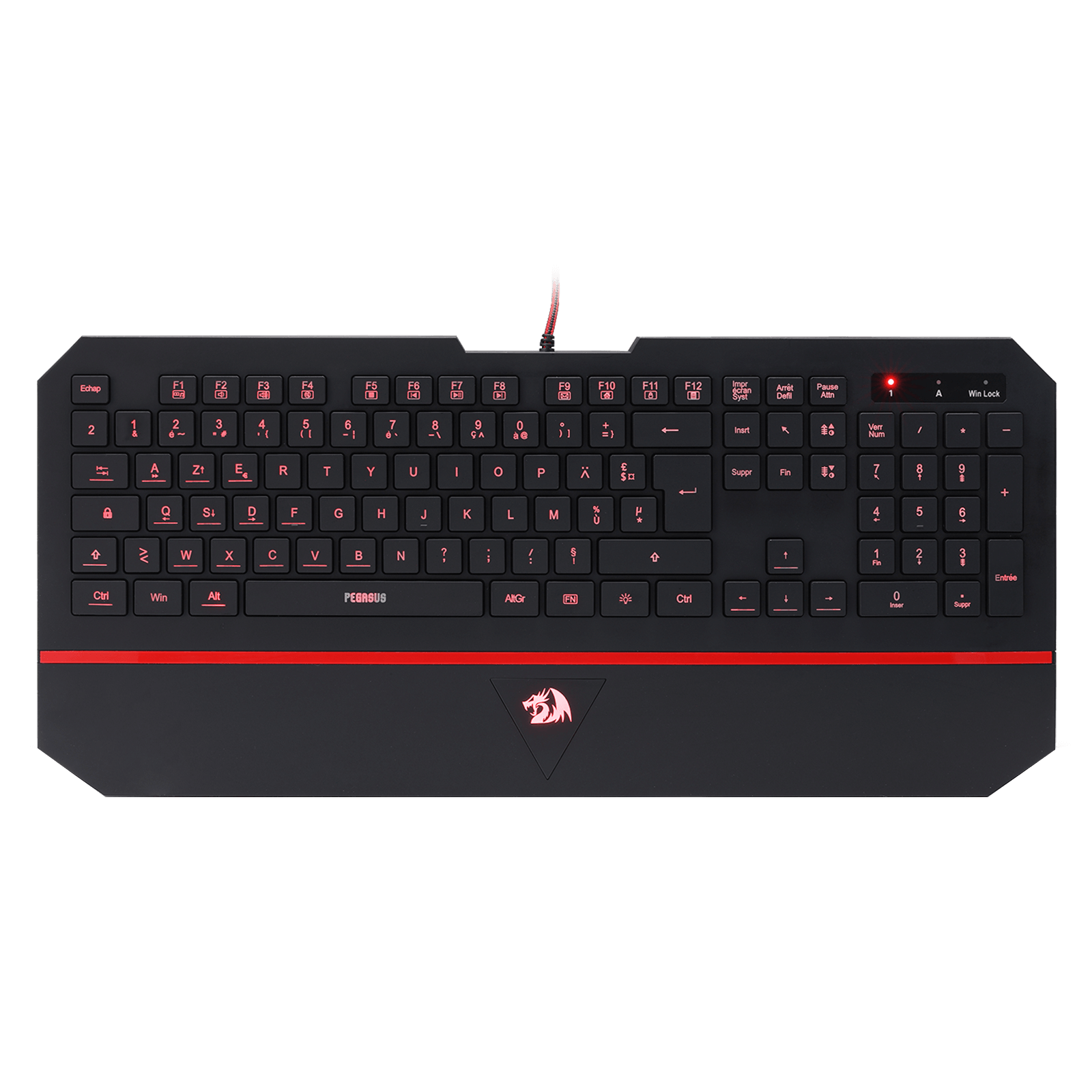 Redragon K502 Clavier De Jeu À Membrane Filiaire、avec Repose-Poignet、Touches Multimédia、Mince、Durable、Silencieux、Ergonomique、AZERTY FR、Parfait pour Ordinateur、Idéal pour Les Players、Noir