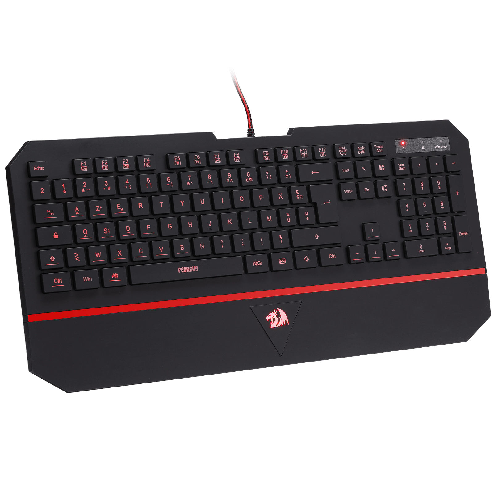 Redragon K502 Clavier De Jeu À Membrane Filiaire、avec Repose-Poignet、Touches Multimédia、Mince、Durable、Silencieux、Ergonomique、AZERTY FR、Parfait pour Ordinateur、Idéal pour Les Players、Noir