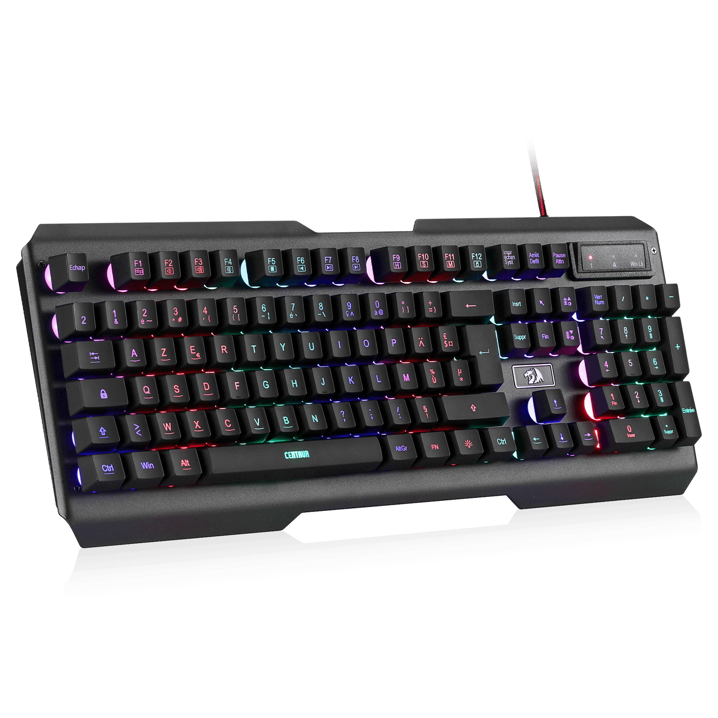 Redragon K506 Clavier gaming filaire à membrane éclairage LED arc-en-ciel, résistant à la poussière, clavier USB silencieux, 19 touches anti-ghosting, durable, AZERTY FR - PC/Ordinateur portable, Noir