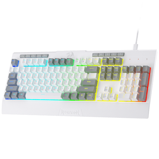 Redragon K525 RGB Backlit Membrane Gaming Keyboard with Multimedia Keys, Linear Mechanical-Feel Switch, 4 Extra On-Board Macro Keys, Dedicated Media Control, Detachable Wrist Rest | show