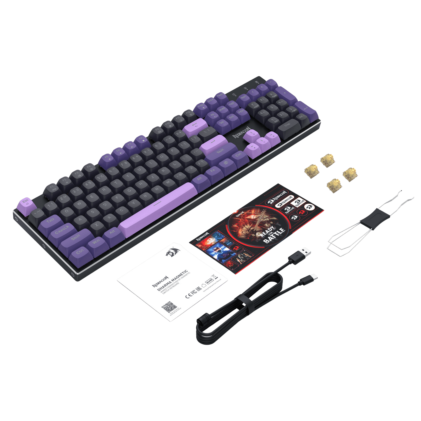 Redragon Mechanical keyboard kit with components on a black background