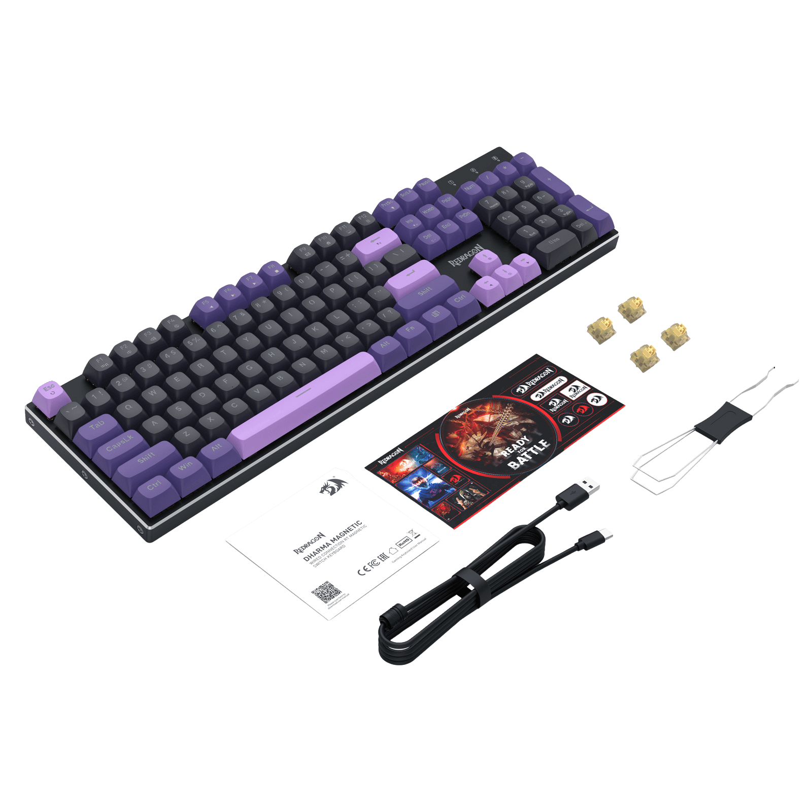 Redragon Mechanical keyboard kit with components on a black background