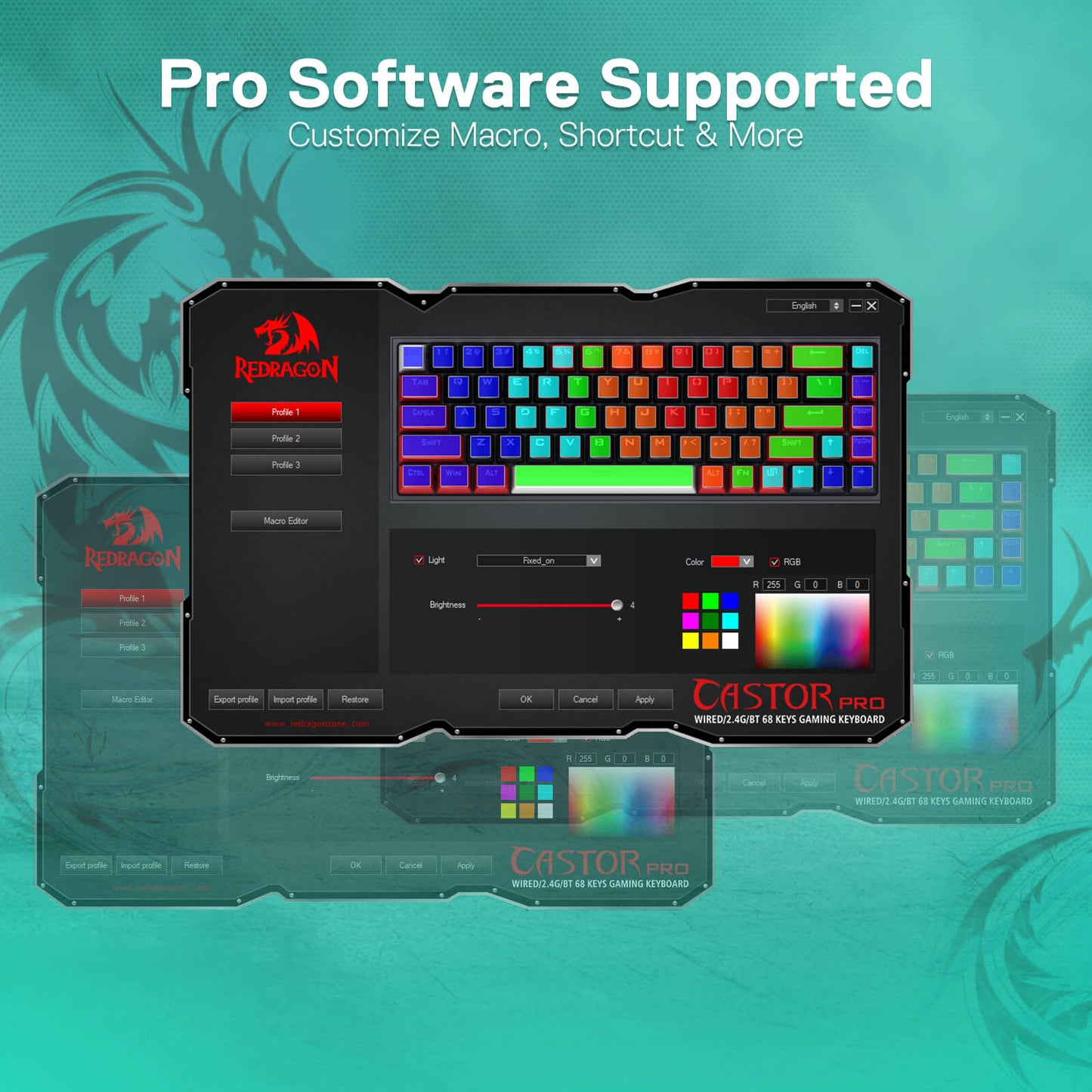 Redragon K631 PRO WT 65% 3-Mode Wireless RGB Gaming Keyboard