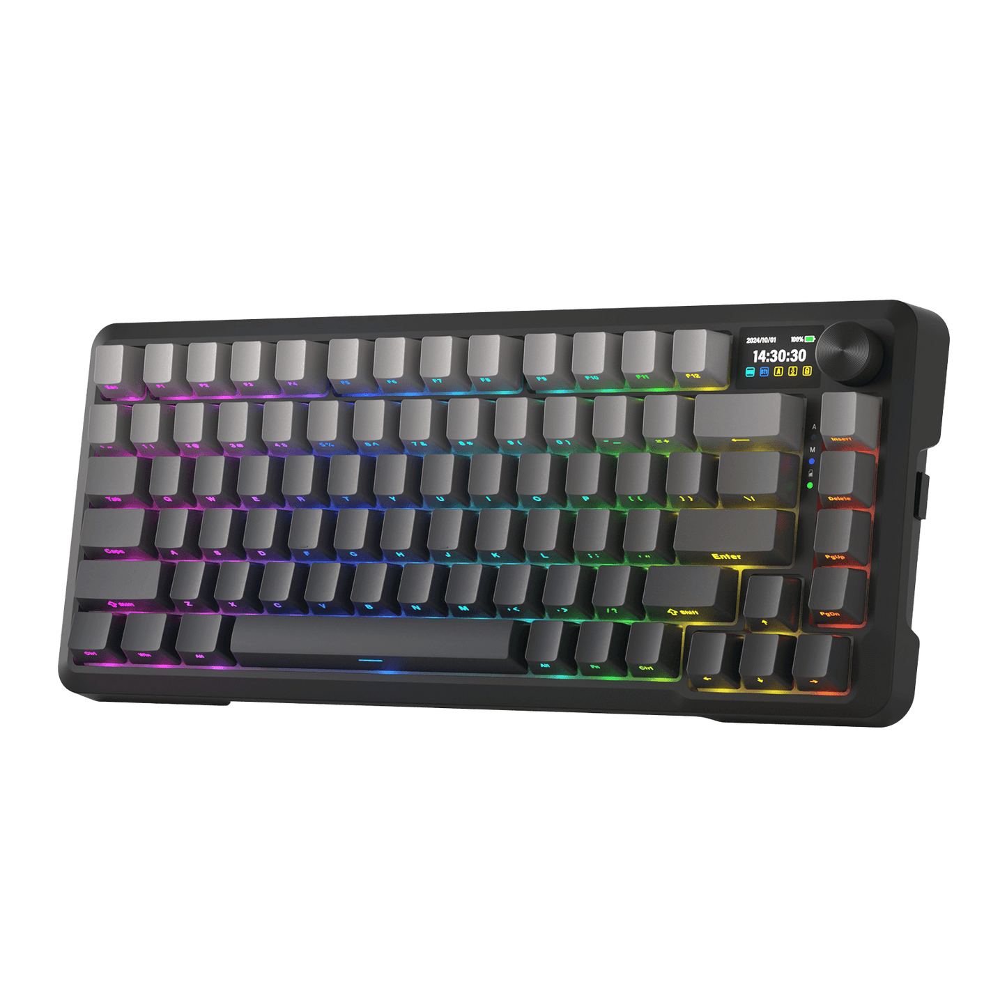 Redragon K724 PRO Wireless Gasket Gaming Keyboard w/Hype Screen & Knob, 81-Key Mechanical Keyboard, Easy-Control 1.14’’ TFT Info Display, 5-Layer Noise Dampening, Custom Linear Switch, Black | Show