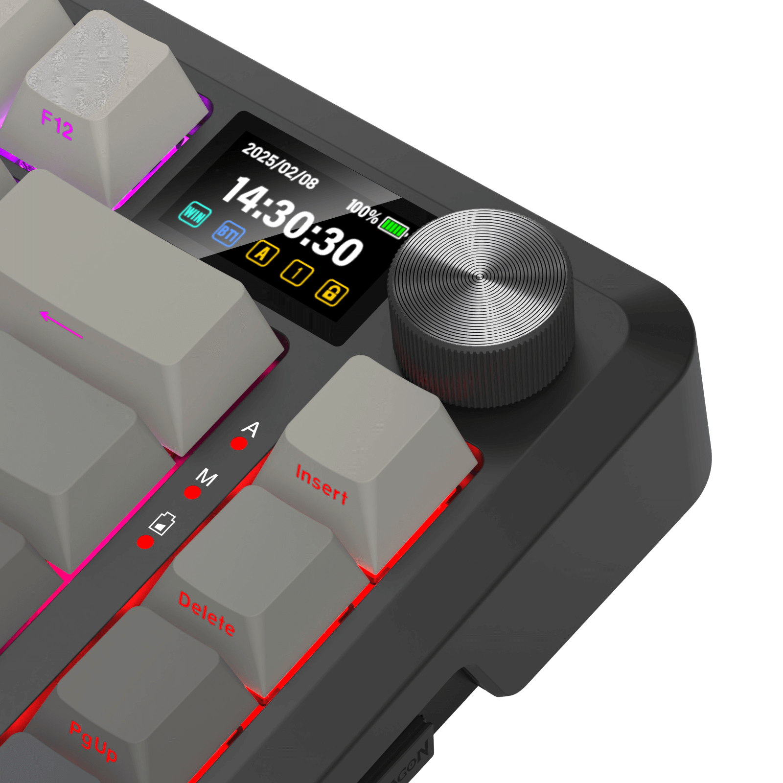 Redragon K724 PRO Wireless Gasket Gaming Keyboard w/Hype 1.14’’ TFT Screen & Knob, 81-Key 75% Mechanical Keyboard, 5-Layer Noise Dampening, Hot-Swap South-Facing RGB Socket, Gradient PBT Keycaps