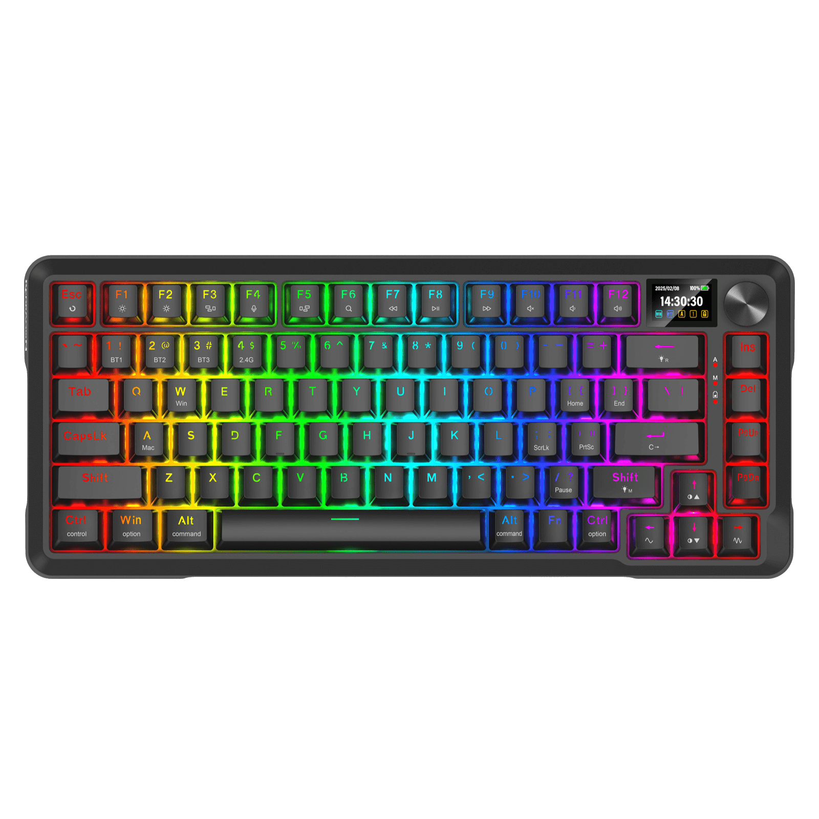 Redragon K724 PRO Wireless Gasket Gaming Keyboard w/Hype 1.14’’ TFT Screen & Knob, 81-Key 75% Mechanical Keyboard, 5-Layer Noise Dampening