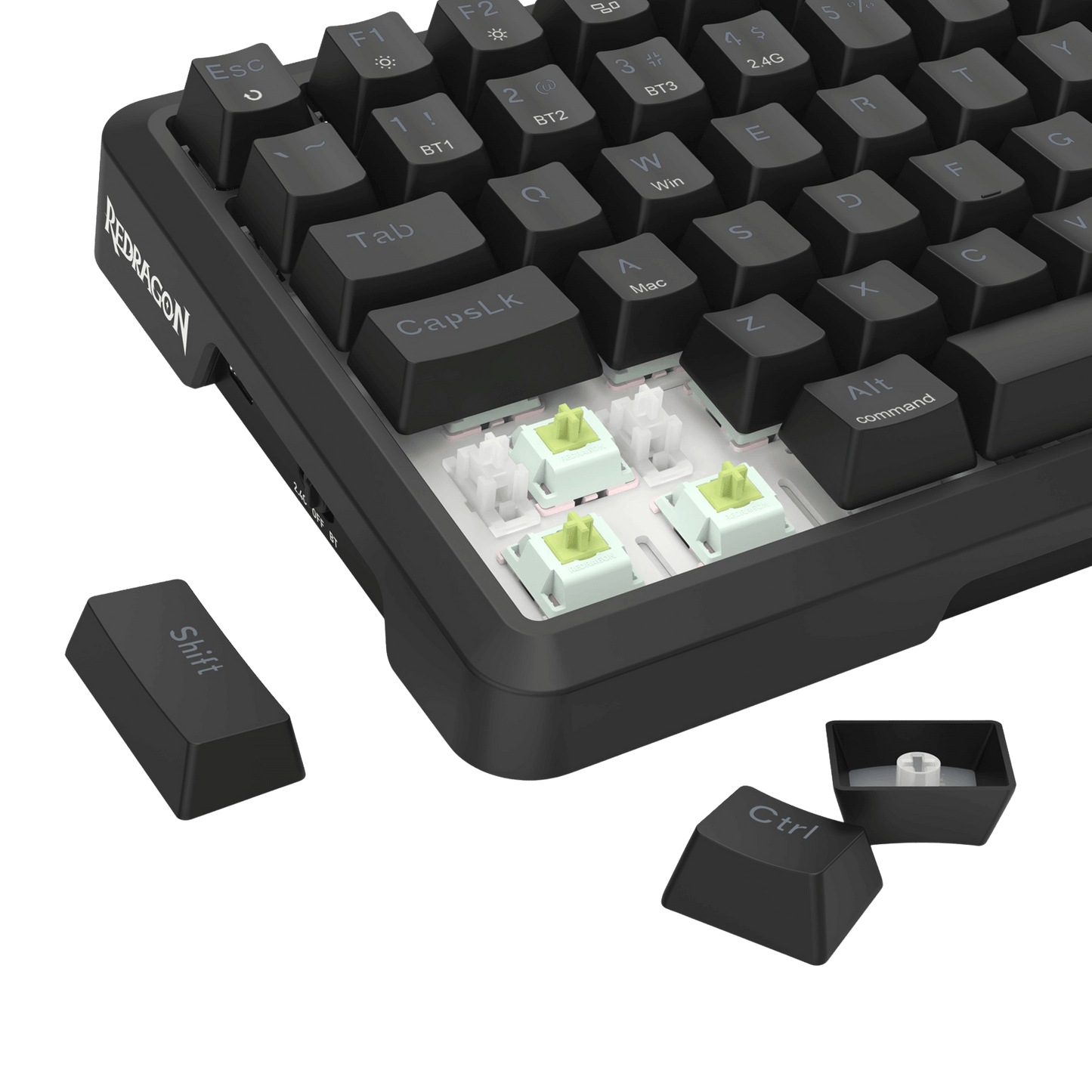 Redragon K724 PRO Wireless Gasket Gaming Keyboard w/Hype Screen & Knob, 81-Key Mechanical Keyboard, Easy-Control 1.14’’ TFT Info Display, 5-Layer Noise Dampening, Custom Linear Switch