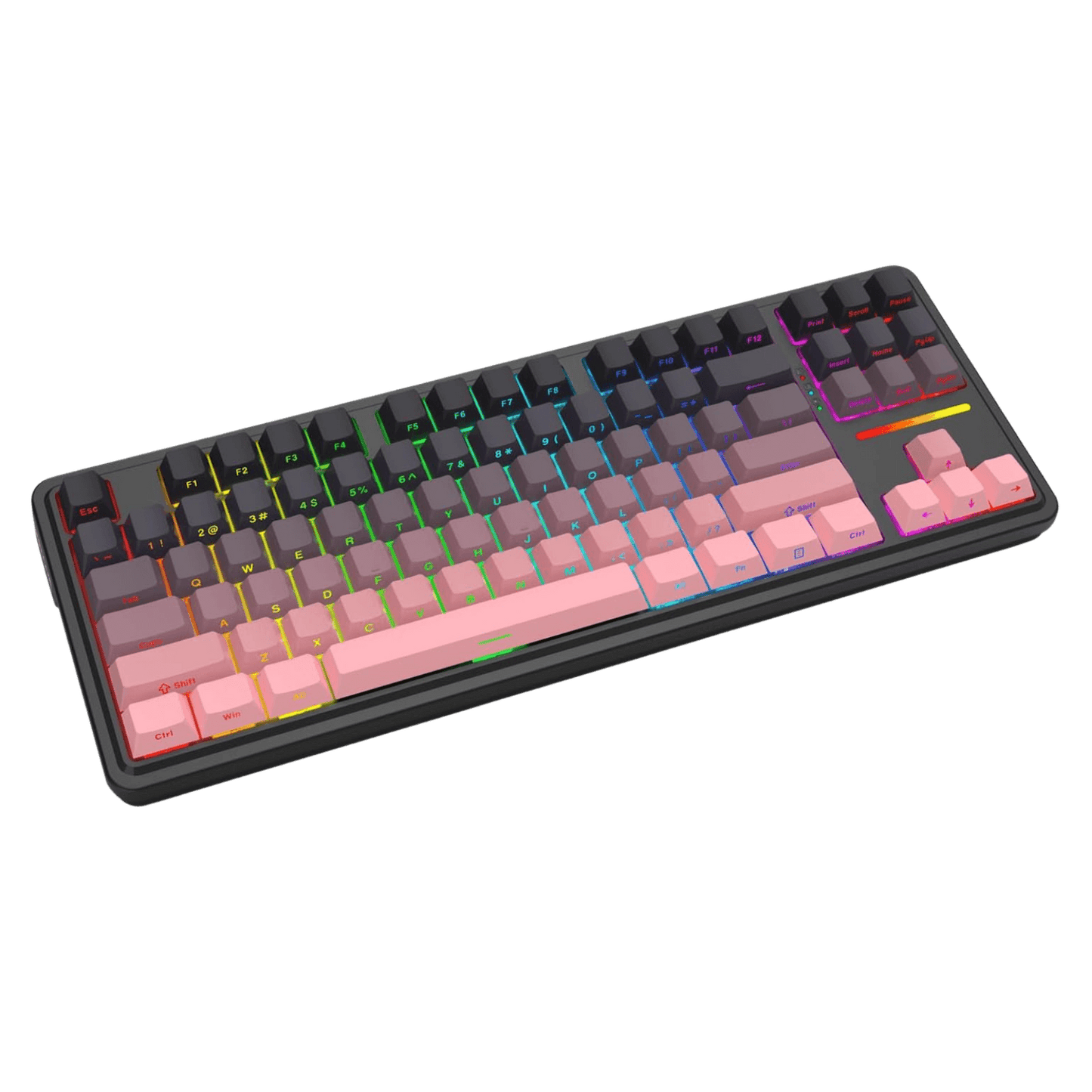 Redragon K728 PRO 80% Wireless Gasket Gaming Keyboard, 3-Mode 87 Keys TKL Mechanical Keyboard w/South-Facing LED & Hot-Swap Socket, 5-Layer Noise Dampening, Custom Linear Switch, BlackPink PBT Gradient Keycaps