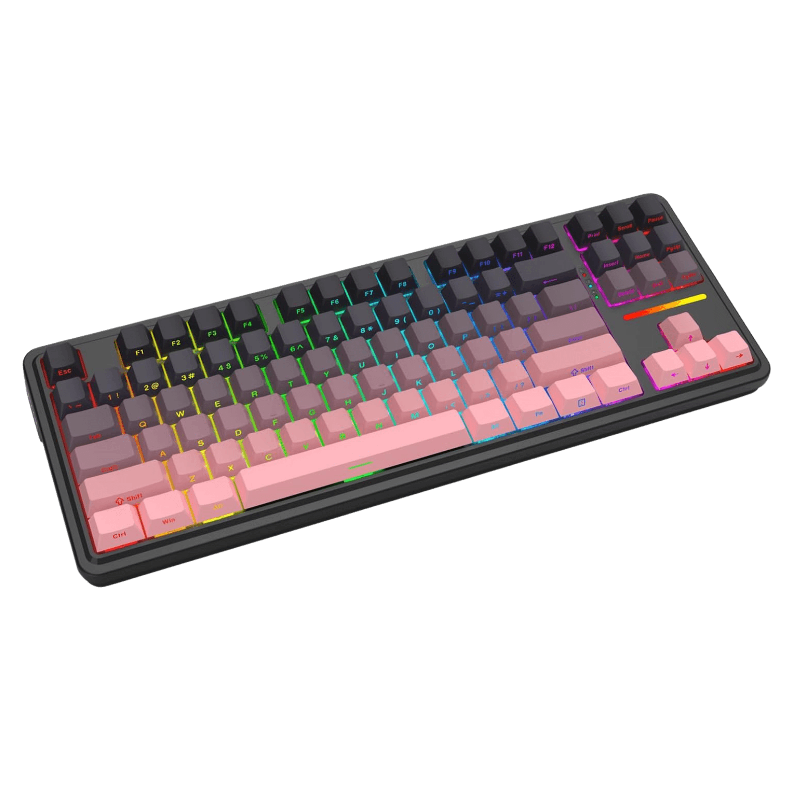 Redragon K728 PRO 80% Wireless Gasket Gaming Keyboard, 3-Mode 87 Keys TKL Mechanical Keyboard w/South-Facing LED & Hot-Swap Socket, 5-Layer Noise Dampening, Custom Linear Switch, BlackPink PBT Gradient Keycaps