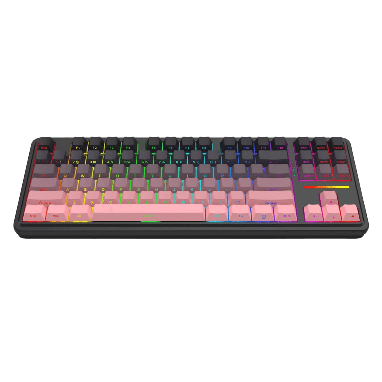 Redragon K728 PRO 80% Wireless Gasket Gaming Keyboard, 3-Mode 87 Keys TKL Mechanical Keyboard w/South-Facing LED & Hot-Swap Socket, 5-Layer Noise Dampening, Custom Linear Switch, BlackPink PBT Gradient Keycaps