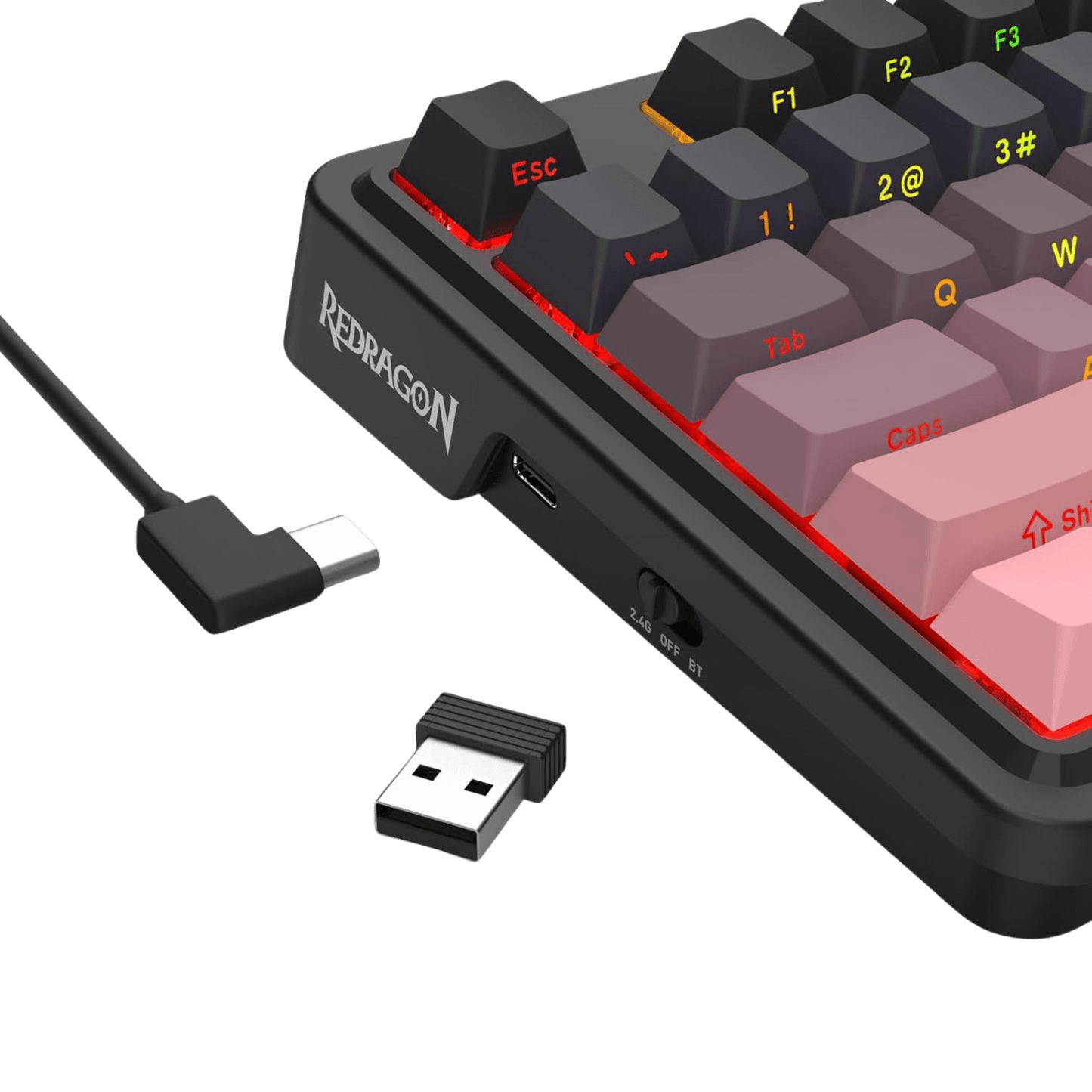 Redragon K728 PRO 80% Wireless Gasket Gaming Keyboard, 3-Mode 87 Keys TKL Mechanical Keyboard w/South-Facing LED & Hot-Swap Socket, 5-Layer Noise Dampening, Custom Linear Switch, BlackPink PBT Gradient Keycaps