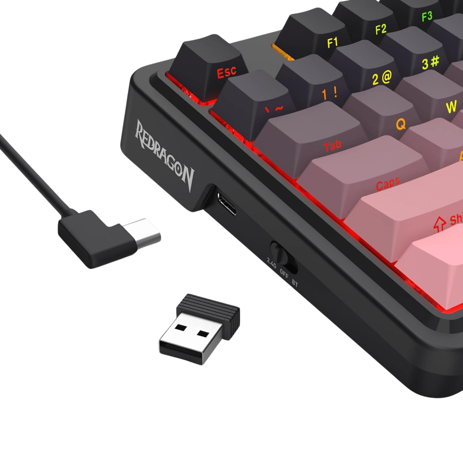 Redragon K728 PRO 80% Wireless Gasket Gaming Keyboard, 3-Mode 87 Keys TKL Mechanical Keyboard w/South-Facing LED & Hot-Swap Socket, 5-Layer Noise Dampening, Custom Linear Switch, BlackPink PBT Gradient Keycaps