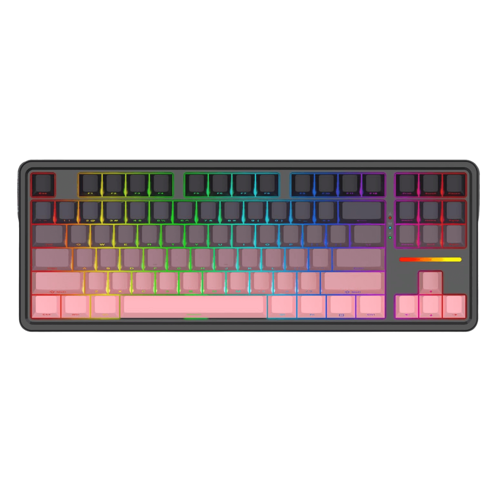 Redragon K728 PRO 80% Wireless Gasket Gaming Keyboard, 3-Mode 87 Keys TKL Mechanical Keyboard w/South-Facing LED & Hot-Swap Socket, 5-Layer Noise Dampening, Custom Linear Switch, BlackPink PBT Gradient Keycaps