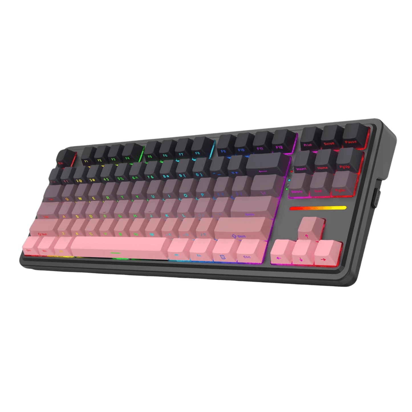 Redragon K728 PRO 80% Wireless Gasket Gaming Keyboard, 3-Mode 87 Keys TKL Mechanical Keyboard w/South-Facing LED & Hot-Swap Socket, 5-Layer Noise Dampening, Custom Linear Switch, BlackPink PBT Gradient Keycaps