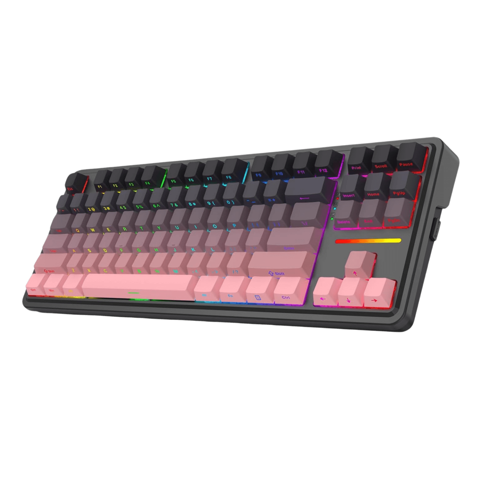 Redragon K728 PRO 80% Wireless Gasket Gaming Keyboard, 3-Mode 87 Keys TKL Mechanical Keyboard w/South-Facing LED & Hot-Swap Socket, 5-Layer Noise Dampening, Custom Linear Switch, BlackPink PBT Gradient Keycaps