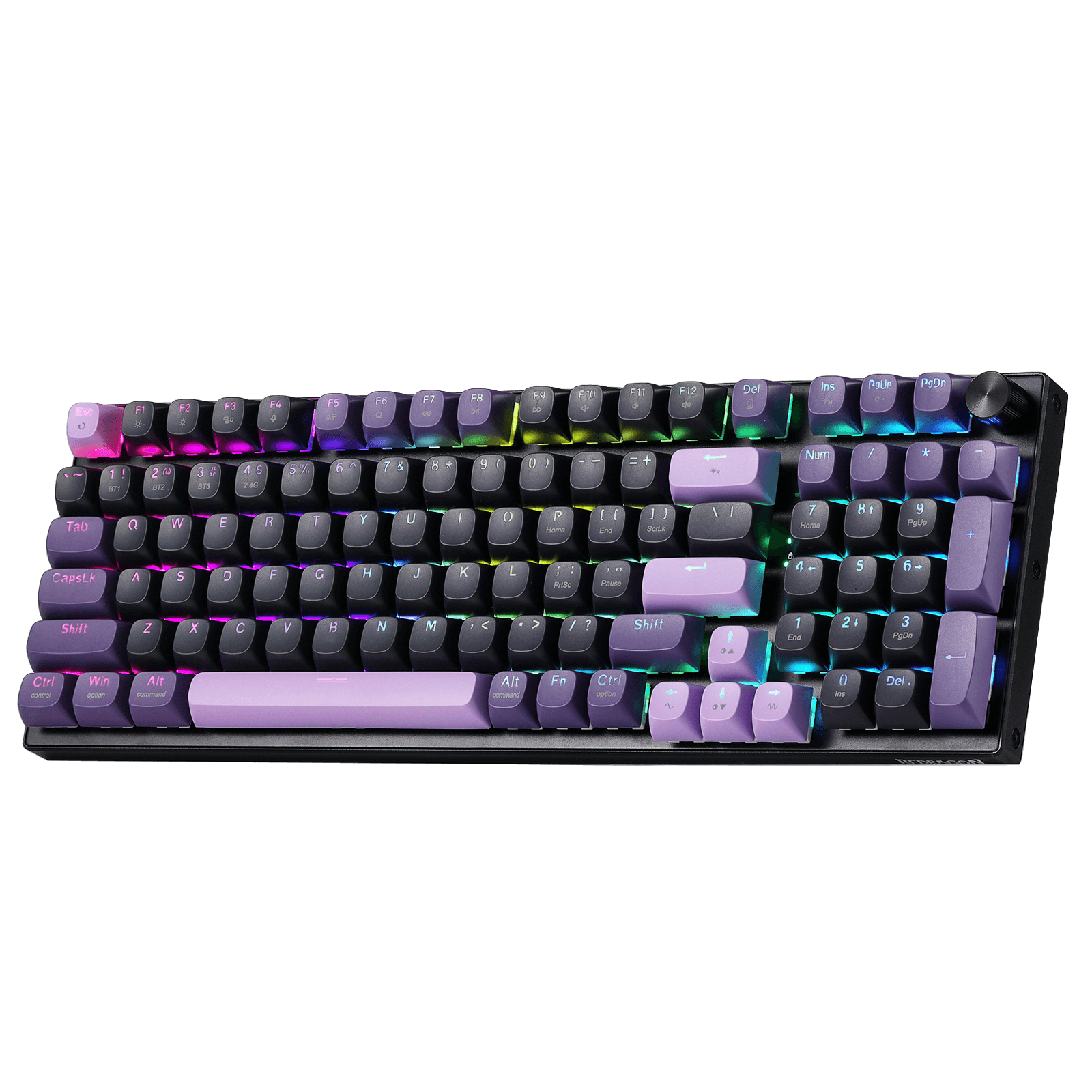 Redragon K740 PRO 98 Keys Wireless RGB Gaming Keyboard, 3-Mode PBT Mechanical Keyboard w/Solid Aluminum Base, Dedicated Knob Control & Hot-Swap Socket, Custom Linear Switch