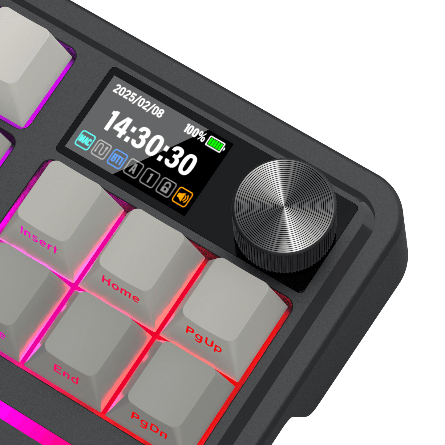 Redragon K743 PRO GB 80% Gasket RGB Gaming Keyboard w/Hype 1.14’’ TFT Screen & Knob, 87 Keys Mechanical Keyboard, 5-Layer Noise Dampening, Hot-Swap South-Facing RGB Socket, Gradient PBT Keycaps