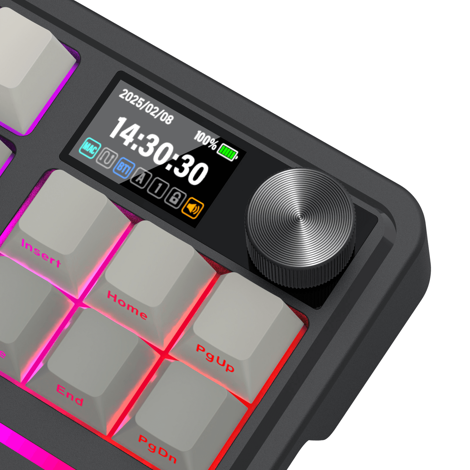 Redragon K743 PRO GB 80% Gasket RGB Gaming Keyboard w/Hype 1.14’’ TFT Screen & Knob, 87 Keys Mechanical Keyboard, 5-Layer Noise Dampening, Hot-Swap South-Facing RGB Socket, Gradient PBT Keycaps