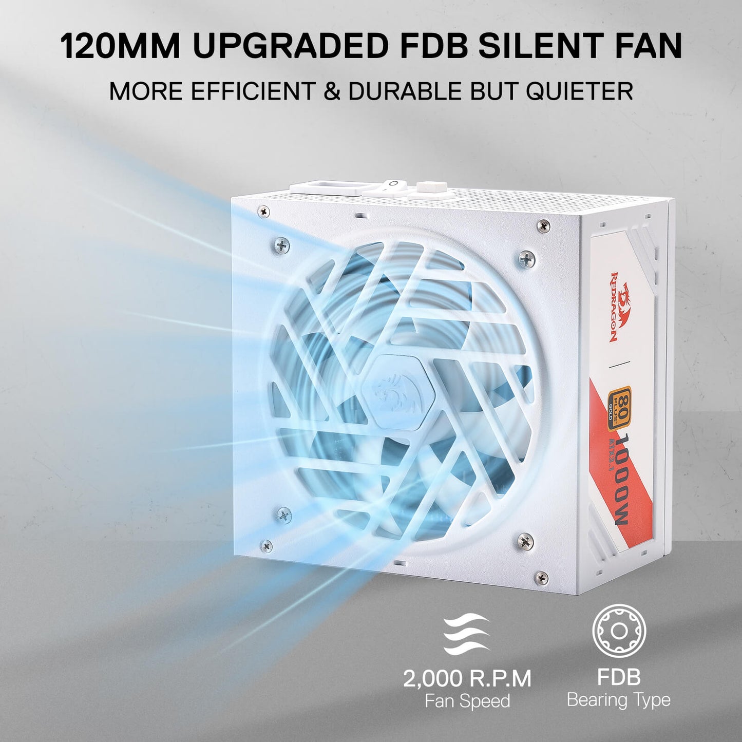 Redragon RGPS PRO 80+ Gold 1000 Watt Power Supply w/Upgraded ATX 3.1 & PCIe 5.1 Fully Modular, Compact 150mm Size, Smart ECO Low Noise Fan, 100% Japanese Capacitors, Full Mod Cables