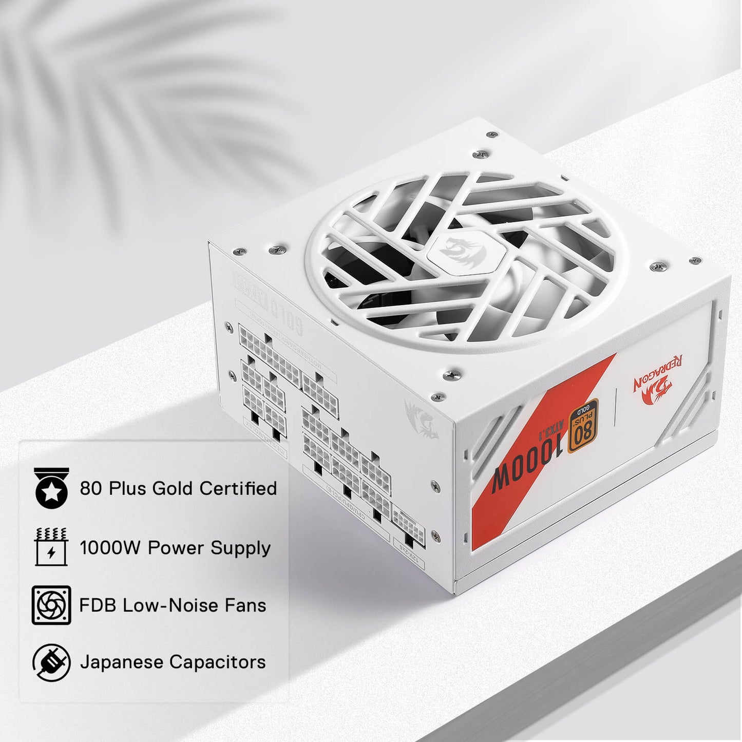 Redragon RGPS PRO 80+ Gold 1000 Watt Power Supply w/Upgraded ATX 3.1 & PCIe 5.1 Fully Modular, Compact 150mm Size, Smart ECO Low Noise Fan, 100% Japanese Capacitors, Full Mod Cables