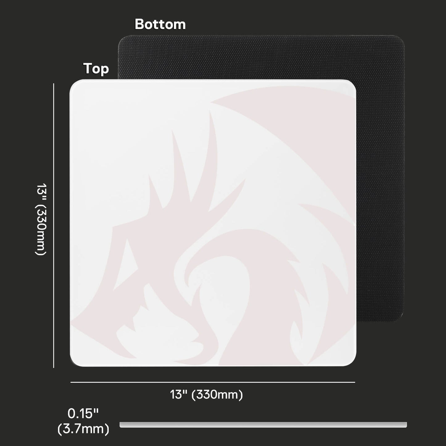 Measurement chart of a rectangular product with dimensions labeled