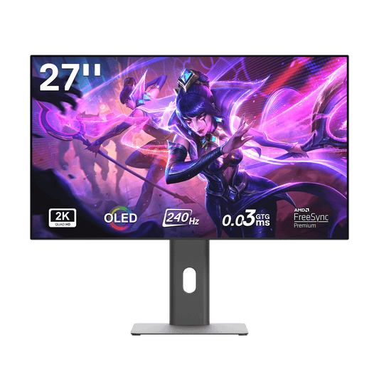 Redragon 27" OLED Flat Gaming Monitor - QHD 2560x1440, 240Hz, 0.03ms GTG, AMD FreeSync Premium, 98.5% DCI-P3, HDR10, Tilt Adjustable, HDMI/DP/Type-C Compatible, Eye Care, VESA Wall Mount