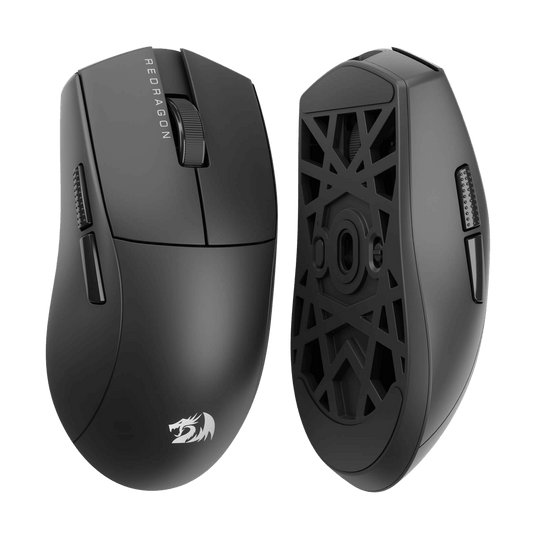 Redragon M922 PRO wireless gaming mouse featuring an ultra-light 51g ergonomic design, 3 connection modes (Bluetooth, 2.4GHz, wired), 26,000 DPI sensor, and customizable buttons for competitive gaming