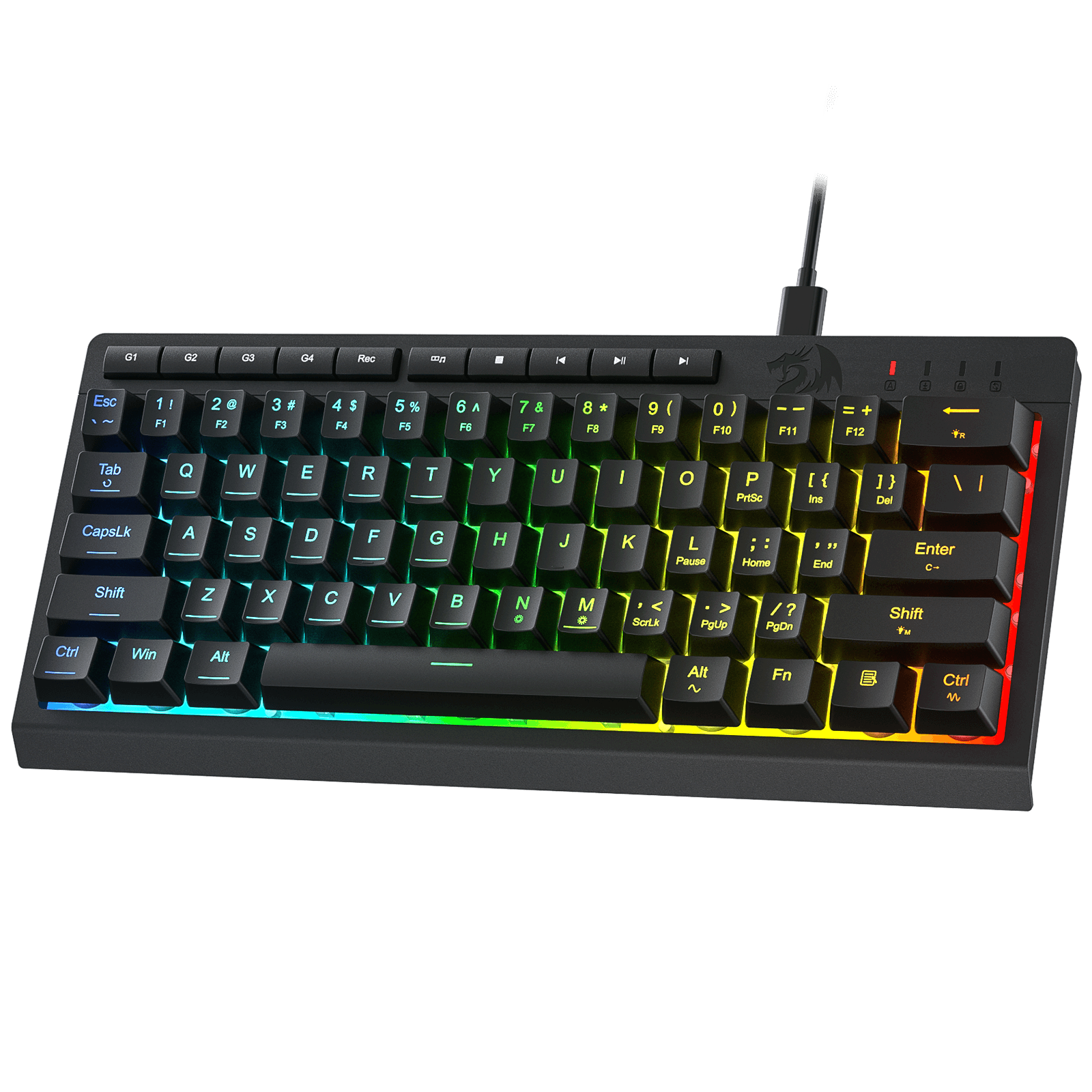 Redragon K522 60% RGB Membrane Gaming Keyboard, Compact 61 Keys Linear Mechanical-Feel Switch Keyboard w/ 4 Extra On-Board Macro Keys & Media Control Keys