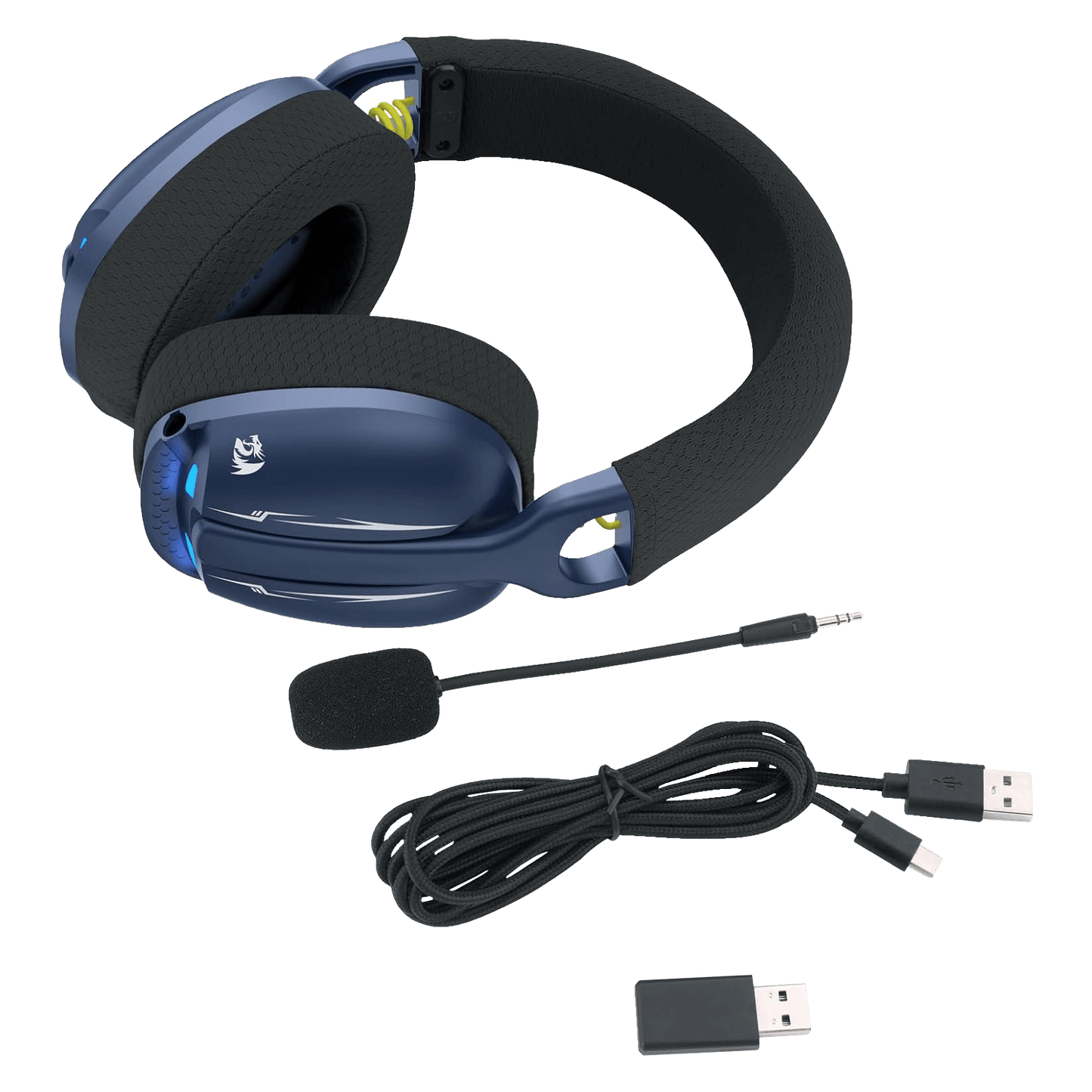 Redragon H878 3-Mode Wireless Blue LED Gaming Headset, Lightweight, 7.1 Surround Sound, 40MM Drivers, Detachable Microphone, Multi Platforms for PC, PS5/4/3, Switch, Mobile