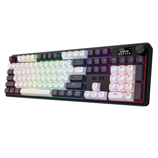 Redragon K761 Wireless Gasket Gaming Keyboard w/Hype Screen & Knob, 104 Keys Mechanical Keyboard, Easy-Control 1.14’’ TFT Info Display, 5-Layer Noise Dampening, Custom Linear Switch | show