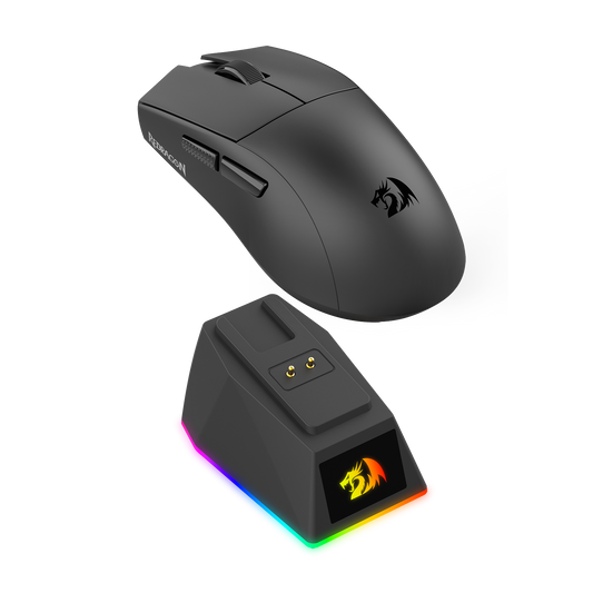 Redragon M999 Wireless Gaming Mouse, Tri-Mode Mouse with RGB Magnetic Charging Dock, 45000 DPI MAX Adjustable, 4 Programmable Buttons, Ergonomic Design for PC Laptop Mac
