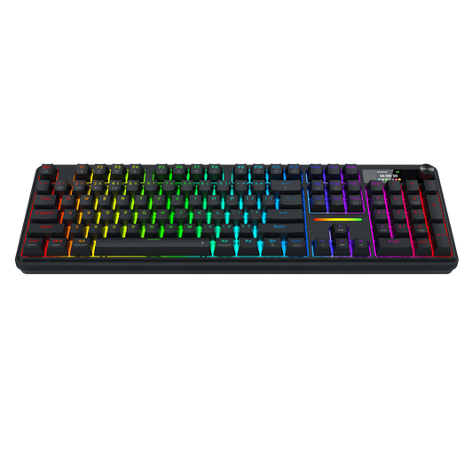 Redragon K762 Wireless Gasket Gaming Keyboard w/Hype Screen & Knob, 104 Keys Mechanical Keyboard, Easy-Control 1.14’’ TFT Info Display, 5-Layer Noise Dampening, Round PBT Keycaps, Custom Linear Switch