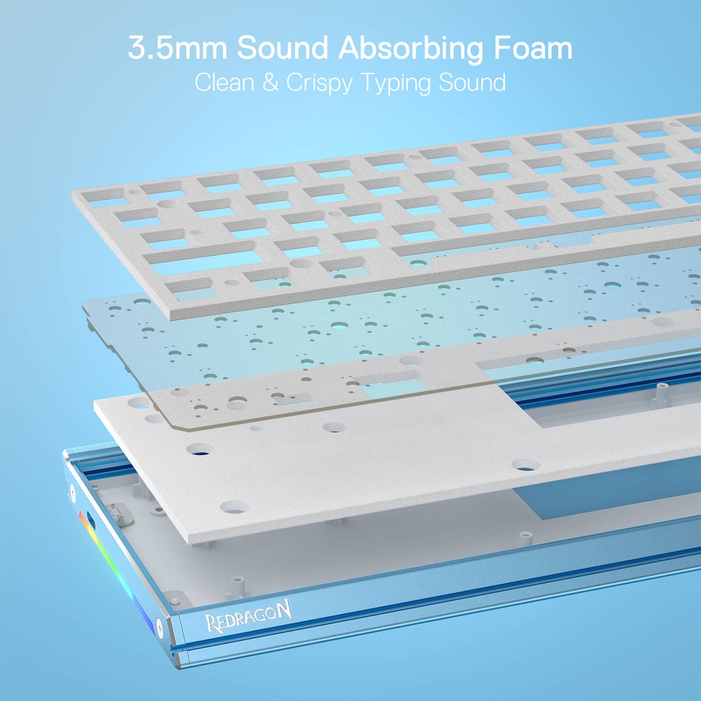 Wired 68 Keys Compact Gaming Keyboard w 3.5mm Sound Absorbing Foams