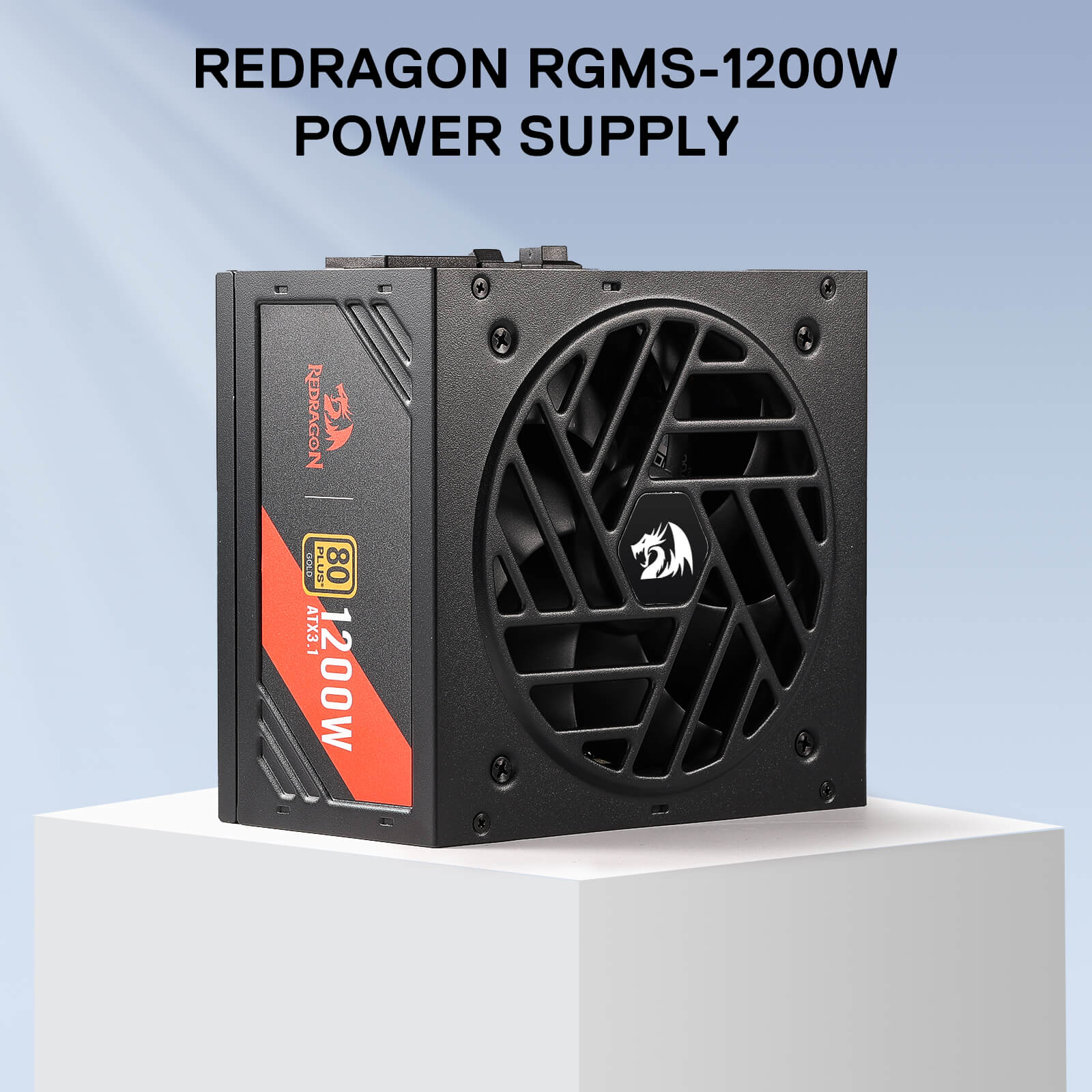 Redragon RGMS-1200W PRO 80+ Gold 1200 Watt Power Supply w/Upgraded ATX 3.1 & PCIe 5.1 Fully Modular, Compact 150mm Size, Smart ECO Low Noise Fan, 100% Japanese Capacitors, Full Mod Cables, Black