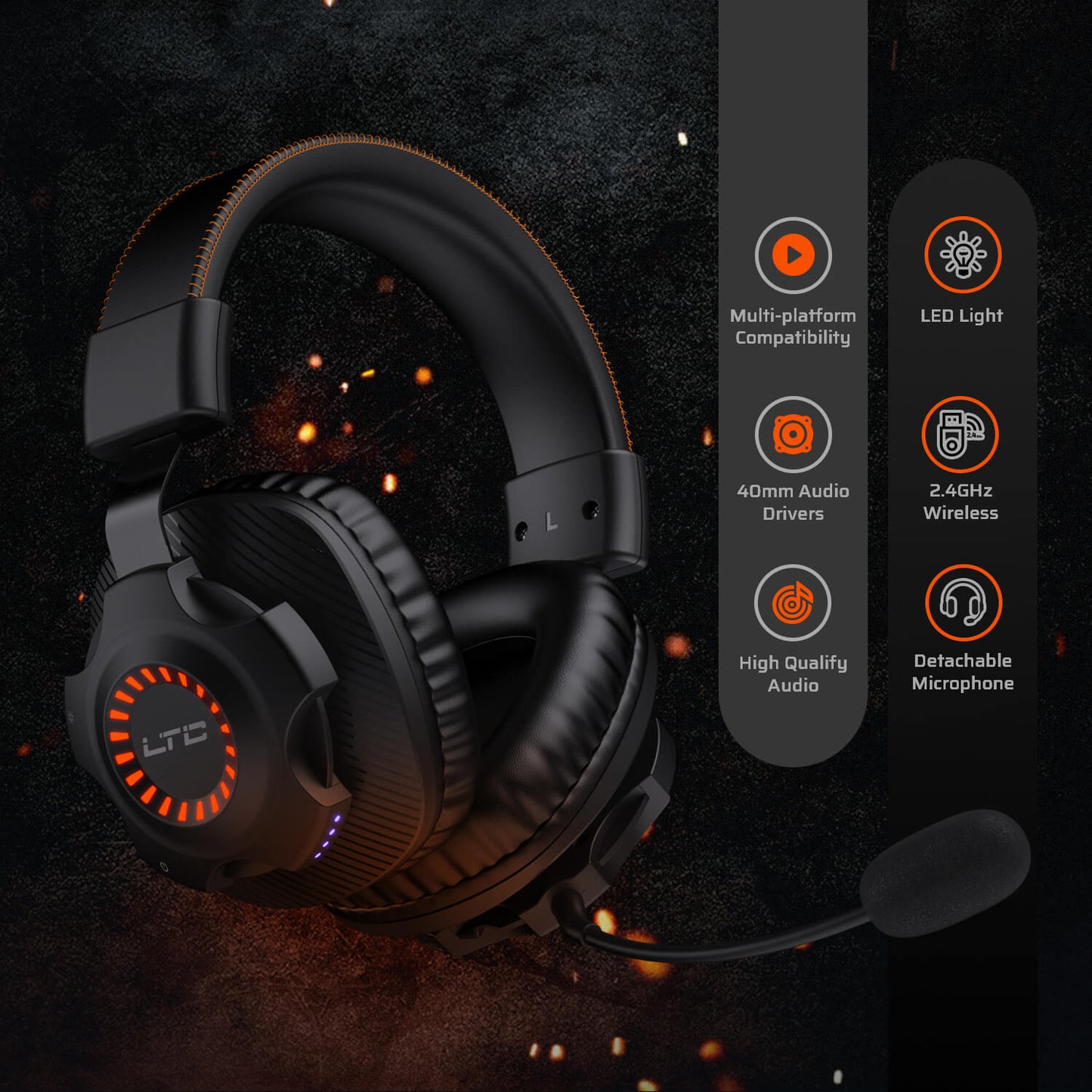 LTC SoundSlave 2.4G Wireless/Wired Gaming Headset,