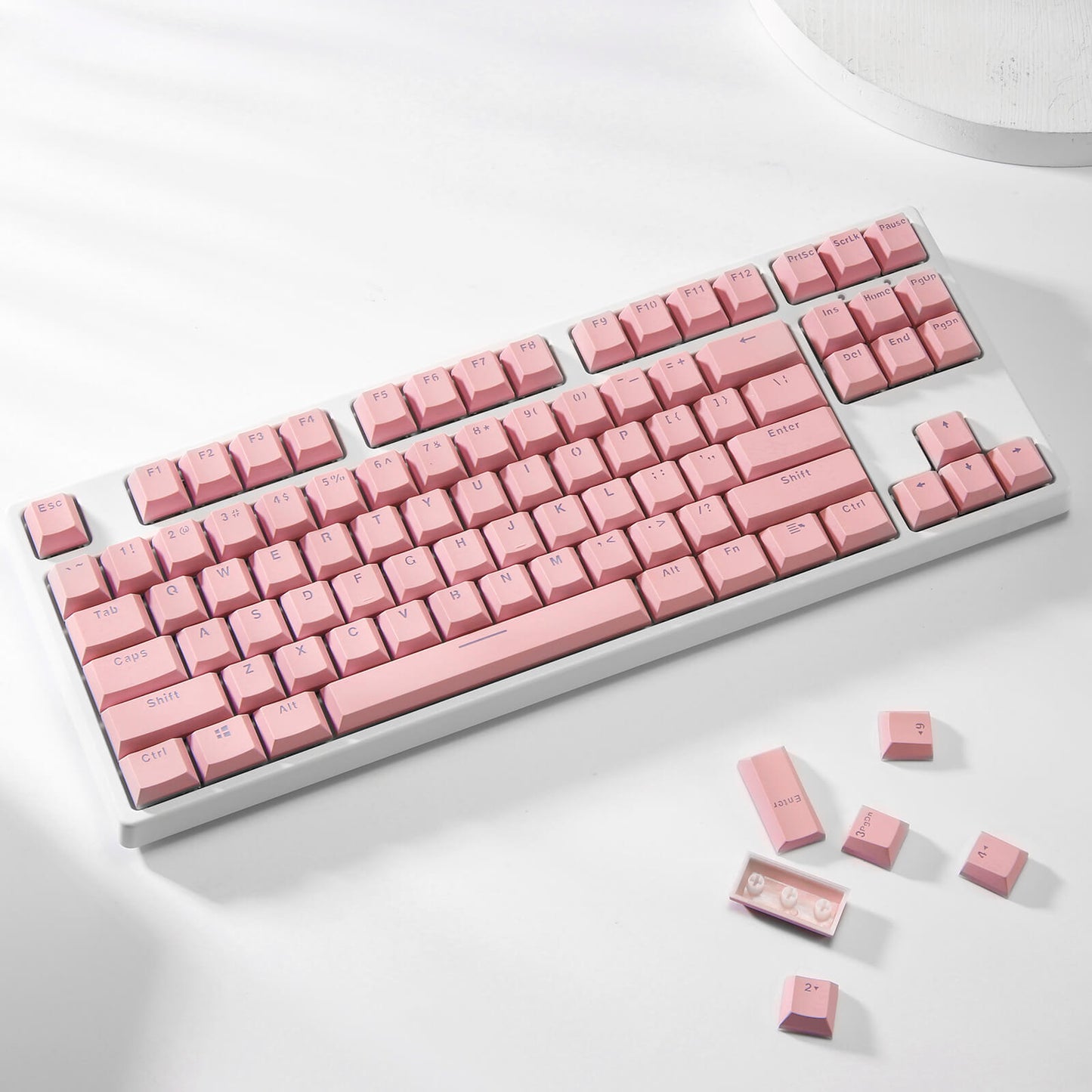 (Touches uniquement) Ensemble de 104 touches Redragon X LTC Double Shot PBT avec couche translucide, touches Double Shot pour clavier mécanique - Rose macaron