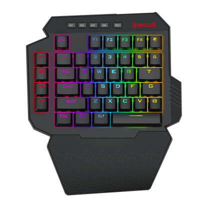 Redragon K758 Wired One-Handed RGB Mechanical Gaming Keyboard, 39 Keys Type-C Professional Gaming Keypad w/Upgraded Hot-Swappable Socket, 4 Onboard Macro Keys & Dedicated Wrist Rest
