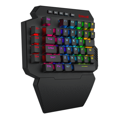 Redragon K758 Wired One-Handed RGB Mechanical Gaming Keyboard, 39 Keys Type-C Professional Gaming Keypad w/Upgraded Hot-Swappable Socket, 4 Onboard Macro Keys & Dedicated Wrist Rest